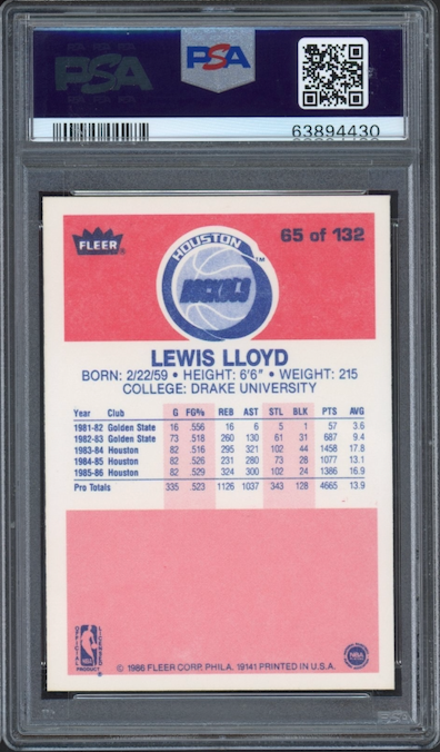 1986 Fleer #65 Lewis Lloyd PSA 9