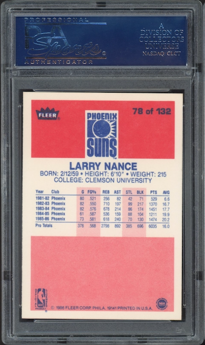 1986 Fleer #78 Larry Nance PSA 9