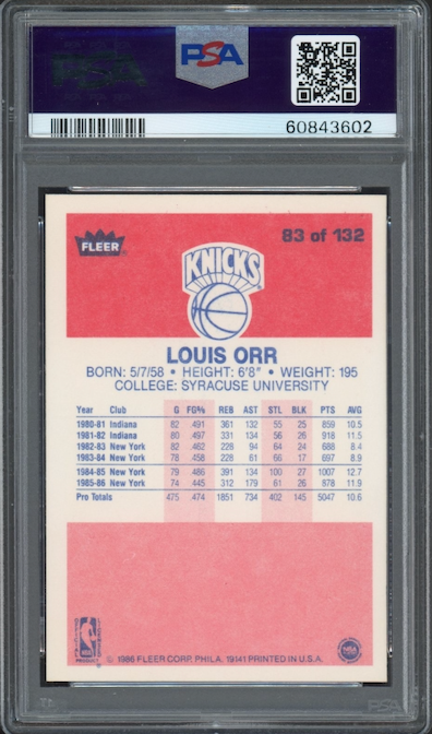 1986 Fleer #83 Louis Orr PSA 9