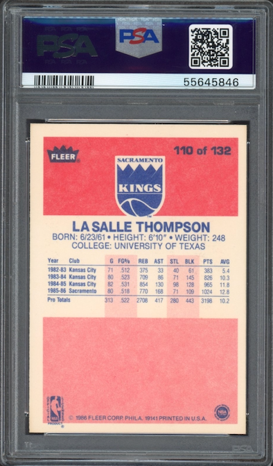 1986 Fleer #110 LeSalle Thompson PSA 9