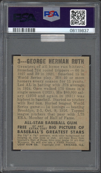 1948 Leaf #3 Babe Ruth PSA NM-MT 8