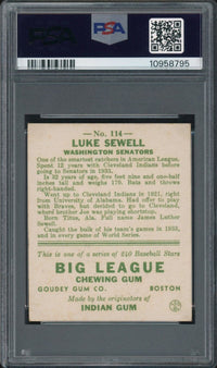 1933 Goudey #114 Luke Sewell PSA NM-MT 8