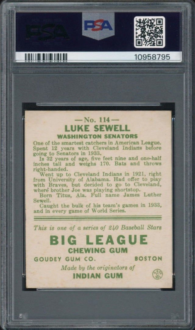 1933 Goudey #114 Luke Sewell PSA NM-MT 8