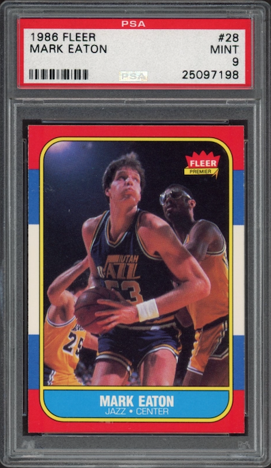 1986 Fleer #28 Mark Eaton PSA 9
