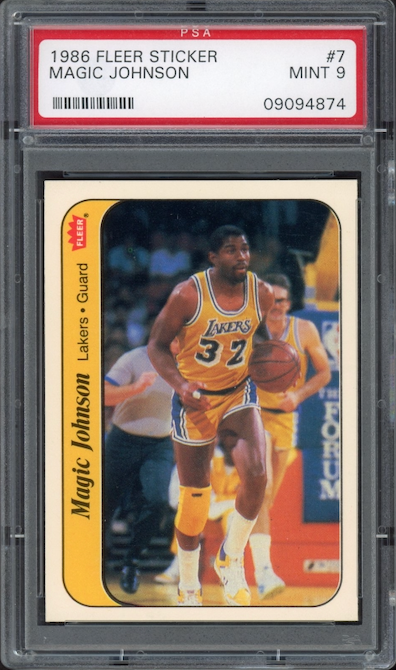 1986 Fleer Sticker #7 Magic Johnson PSA 9