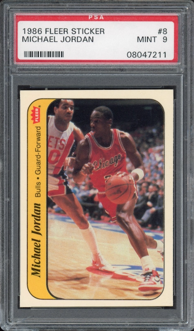1986 Fleer Sticker #8 Michael Jordan PSA 9