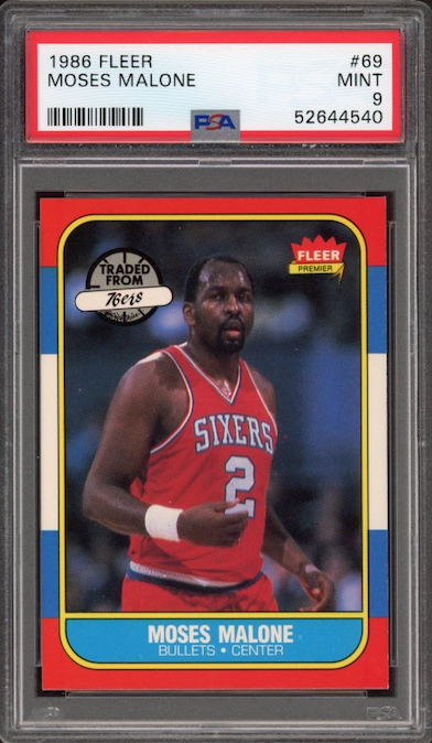 1986 Fleer #69 Moses Malone PSA 9