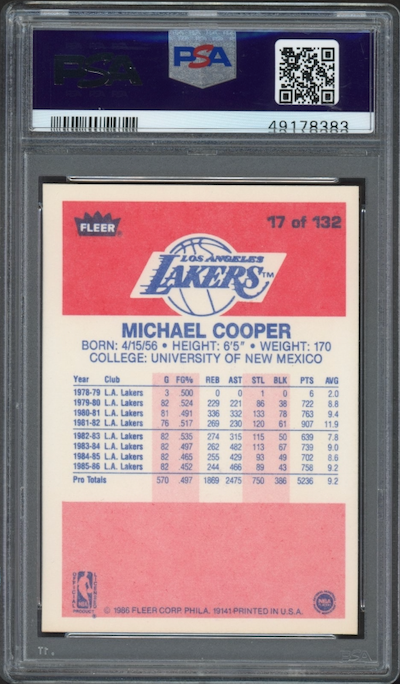 1986 Fleer #17 Michael Cooper PSA 9
