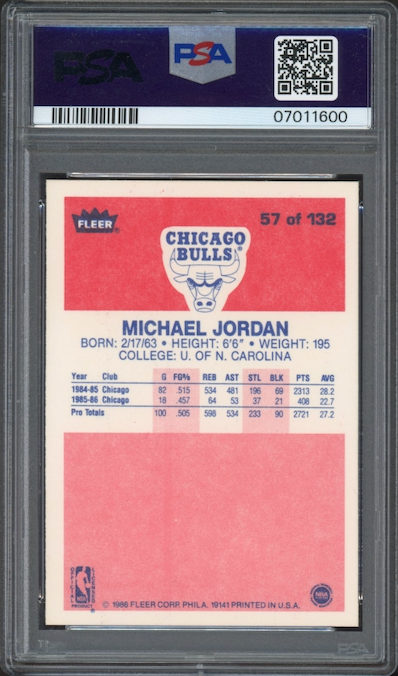 1986 Fleer #57 Michael Jordan PSA 9