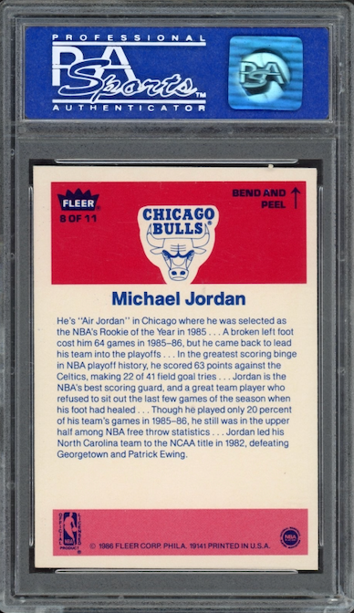 1986 Fleer Sticker #8 Michael Jordan PSA 9
