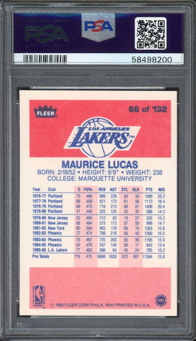1986 Fleer #66 Maurice Lucas PSA 9