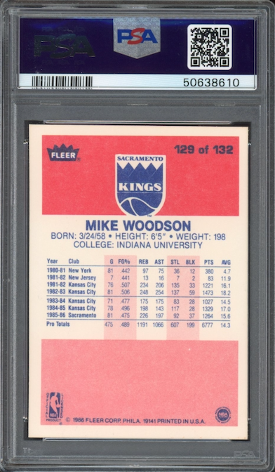 1986 Fleer #129 Mike Woodson PSA 9