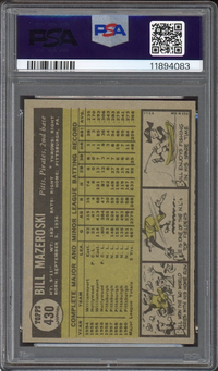 1961 Topps #430 Bill Mazeroski PSA MINT 9