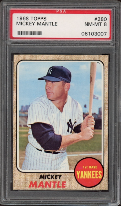1968 Topps #280 Mickey Mantle PSA 8