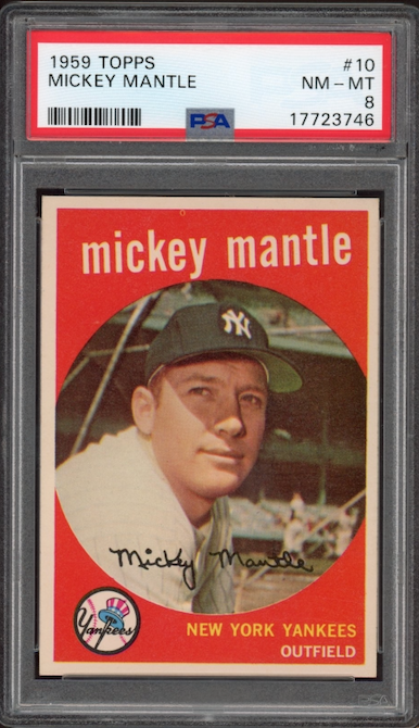 1959 Topps #10 Mickey Mantle PSA 8