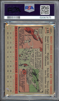 1956 Topps #135 Mickey Mantle Gray Back PSA NM-MT 8