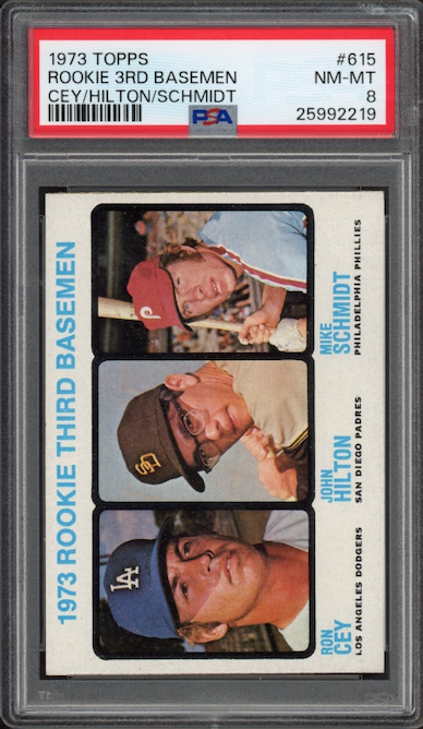 1973 Topps #615 Rookie Third Basemen Mike Schmidt ROOKIE PSA NM-MT 8