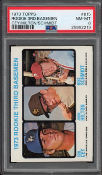 1973 Topps #615 Rookie Third Basemen Mike Schmidt ROOKIE PSA NM-MT 8