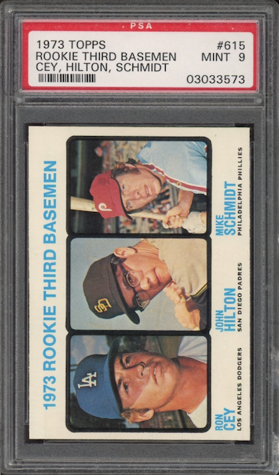 1973 Topps #615 Rookie Third Basemen Mike Schmidt ROOKIE PSA MINT 9