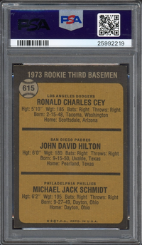 1973 Topps #615 Rookie Third Basemen Mike Schmidt ROOKIE PSA NM-MT 8