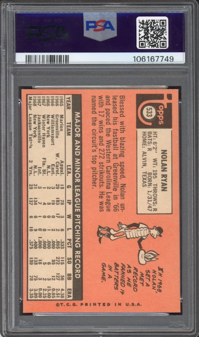 1969 Topps #533 Nolan Ryan PSA NM-MT+ 8.5