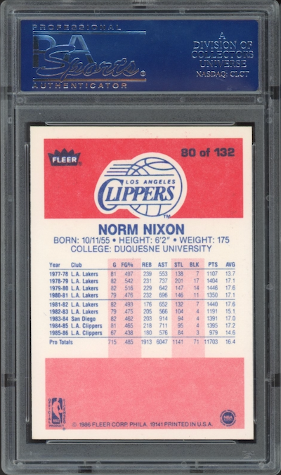 1986 Fleer #80 Norm Nixon PSA 9