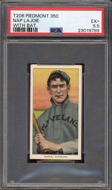 1909-11 T206 Piedmont 350 Nap Lajoie With Bat PSA EX+ 5.5