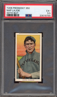 1909-11 T206 Piedmont 350 Nap Lajoie With Bat PSA EX+ 5.5