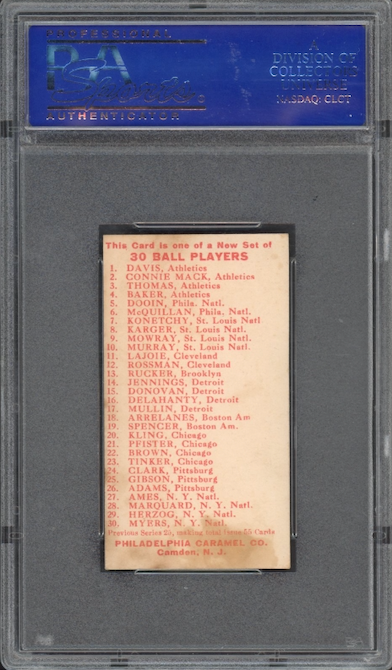 1910 E96 Philadelphia Caramel Nap Lajoie PSA EX 5