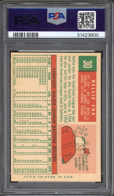 1959 Topps #30 Nellie Fox PSA NM-MT 8
