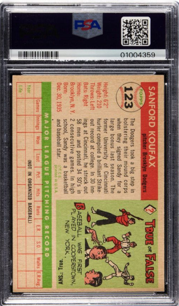 1955 Topps #123 Sandy Koufax PSA 8