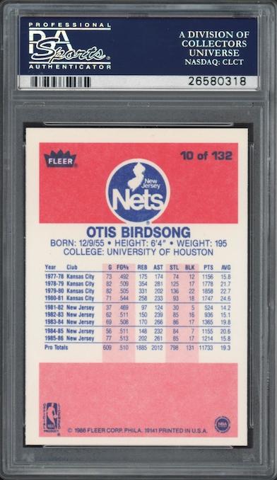 1986 Fleer #10 Otis Birdsong PSA 9