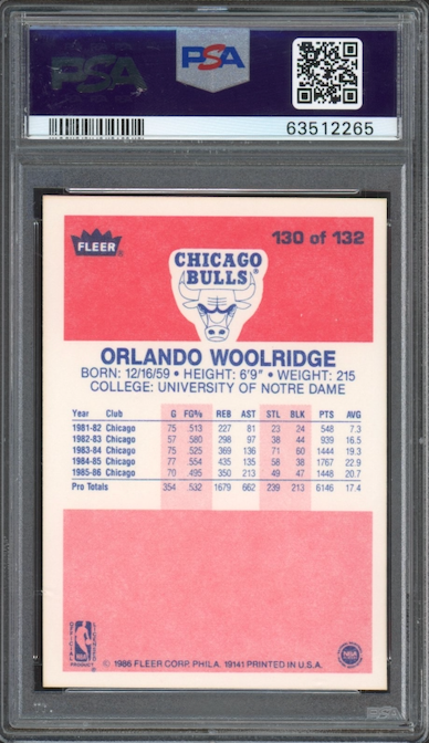 1986 Fleer #130 Orlando Woolridge PSA 9