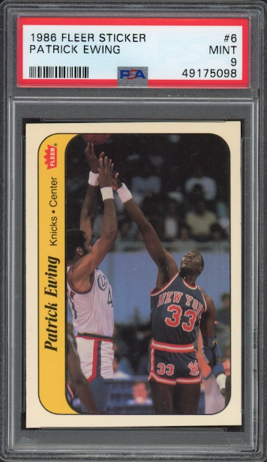 1986 Fleer Sticker #6 Patrick Ewing PSA 9