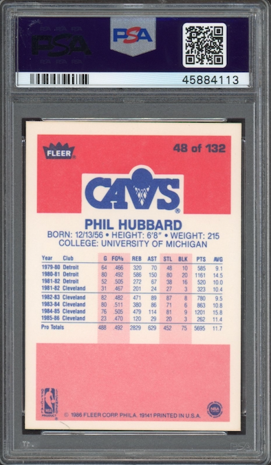 1986 Fleer #48 Phil Hubbard PSA 9