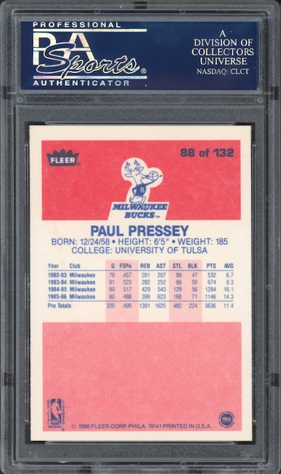 1986 Fleer #88 Paul Pressey PSA 9