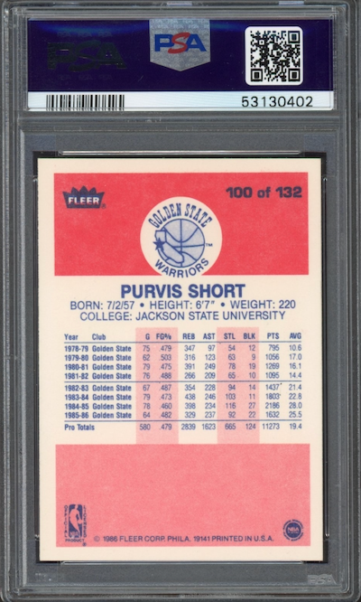 1986 Fleer #100 Purvis Short PSA 9