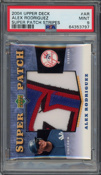 2004 Upper Deck #AR Alex Rodriguez Super Patch Stripes PSA MINT 9