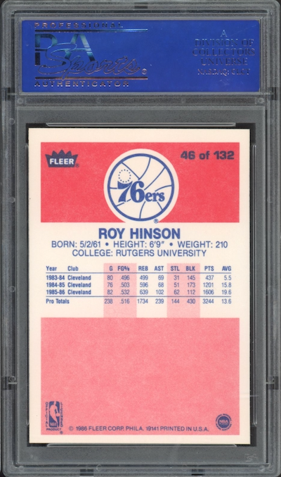 1986 Fleer #46 Roy Hinson PSA 9
