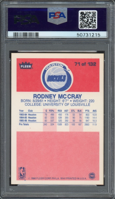 1986 Fleer #71 Rodney McCray PSA 9