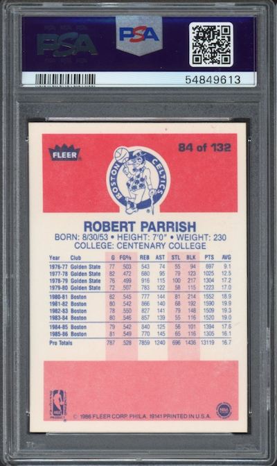 1986 Fleer #84 Robert Parrish PSA 9