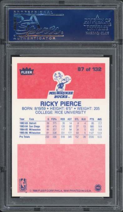 1986 Fleer #87 Ricky Pierce PSA 9