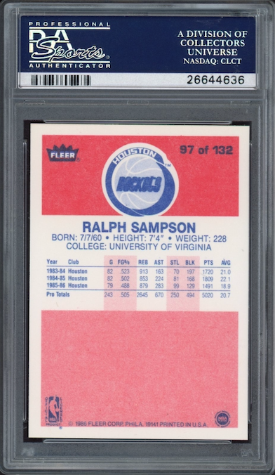 1986 Fleer #97 Ralph Sampson PSA 9