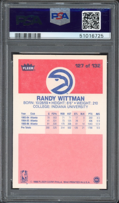 1986 Fleer #127 Randy Wittman PSA 9