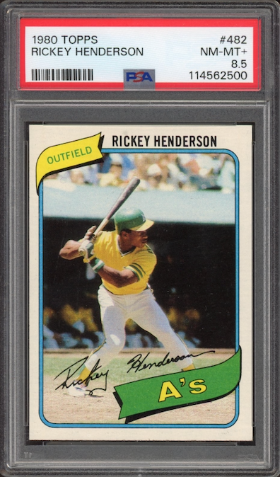 1980 Topps #482 Rickey Henderson ROOKIE PSA NM-MT+ 8.5