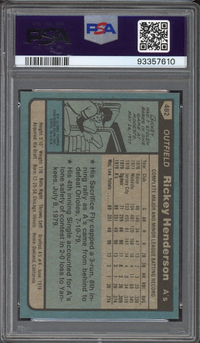 1980 Topps #482 Rickey Henderson ROOKIE PSA MINT 9
