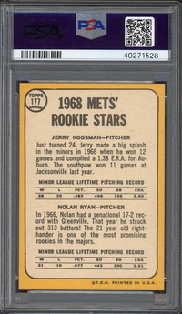 1968 Topps #177 Mets Rookies Nolan Ryan ROOKIE PSA Mint 9