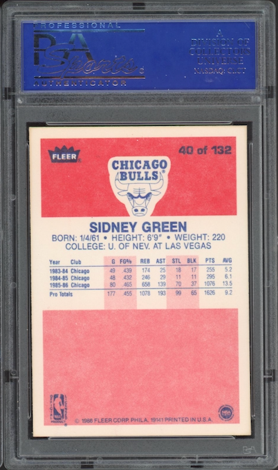 1986 Fleer #40 Sidney Green PSA 9