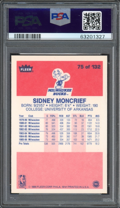 1986 Fleer #75 Sidney Moncrief PSA 9