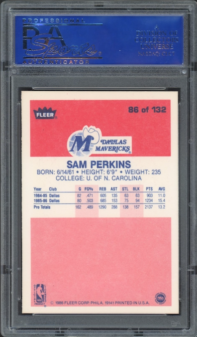 1986 Fleer #86 Sam Perkins PSA 9